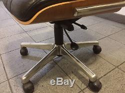 Set of 6 Gordon Russell Eames style leather ply shell office desk chairs