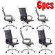 Set Of 6 New Tall Executive Black Pu Leather Ribbed Office Desk Chair High Back