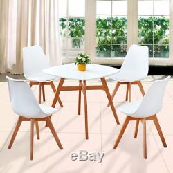 Set of 6 Tulip Dining Chairs with Leather Cushion & Solid Wood Legs Home Office