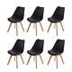 Set Of 6 Tulip Dining/office Chair With Solid Wood Oak Legs Armless Padded Chair
