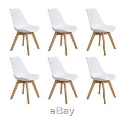 Set of 6 Tulip Dining/Office Chair with Solid Wood Oak Legs Armless Padded Chair