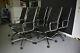 Set Of 8 Black Leather / Chrome Executive Office Boardroom Chairs Eames Styled