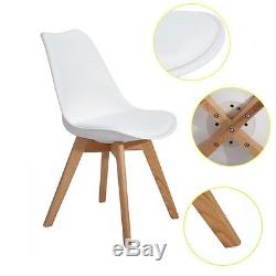 Set of 8 EGGREE Tulip Dining Chairs Office Chair Soft Pad + Solid Wood Oak Legs