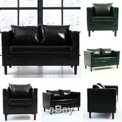 Single/Double Love Seat Leather Sofa Tub Chair for Living Room Office Reception