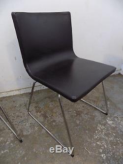 Six, vintage, 1970's, style, leather, chairs, chrome legs, dining chairs, office chairs
