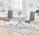 Small Glass Round Dining Table Set & 2/4 Faux Leather Chairs Kitchen Office Set