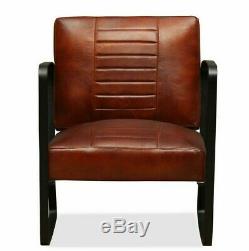 Small Hallway Brown Chair Industrial Side Chair Vintage Leather Armchair Office