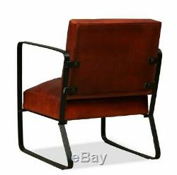 Small Hallway Brown Chair Industrial Side Chair Vintage Leather Armchair Office