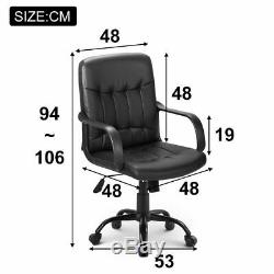 Small Office Chair Leather Task Computer Desk Swivel Executive Adjustable Black