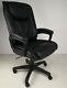 Soft Padded Executive Office Chair In Black Or Brown Leather Swivel Boss Chair