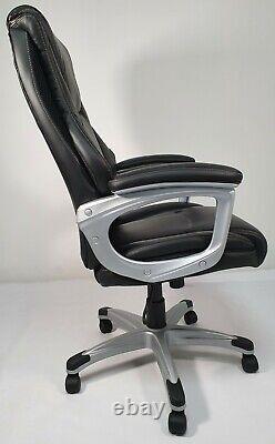 Soft Padded High Back Executive Office Chair Black Leather Swivel Height Adjust