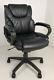 Soft Padded Low Back Executive Office Chair In Black Or Brown Leather Swivel