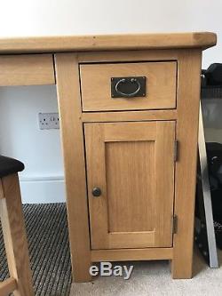 Solid Oak Office Desk With Leather Chair From Leelonglands RRP £500