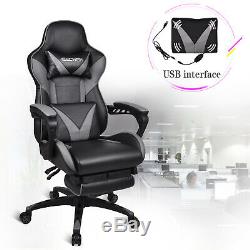 Sport Computer Gaming Chair High Back Adjustable Seat Office Leather Footrest