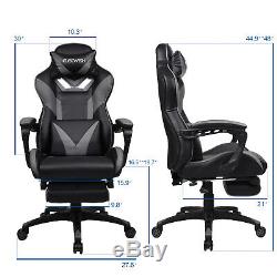 Sport Computer Gaming Chair High Back Adjustable Seat Office Leather Footrest