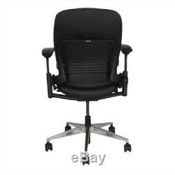 Steelcase Leap V2 Chair with aluminium base in black leather