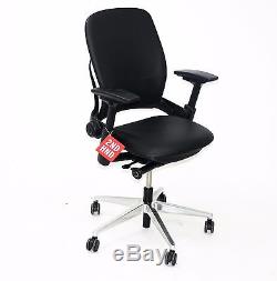 Steelcase Leap V2 Task Chair with Aluminium base in new black leather