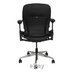 Steelcase Leap V2 Task Chair with Aluminium base in new black leather