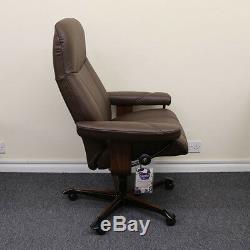 Stressless Consul Office Chair, Brown Leather Showroom Model