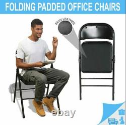 Strong Metal Chair Frame Faux Leather Padded Folding Office Computer Chair