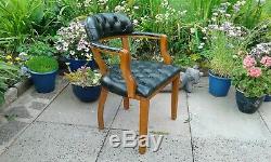Stunning Chesterfield Chair Captains Admirals Court Green Leather Study Office