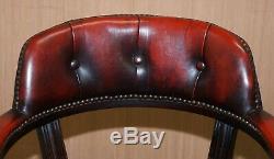 Stunning Cushioned Chesterfield Admirals Court Captains Oxblood Leather Chair