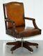 Stunning Vintage 1960's Fully Restored Aged Brown Leather Directors Office Chair