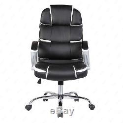 Stylish High Back Black Executive Leather Computer Desk Paded Office Chair