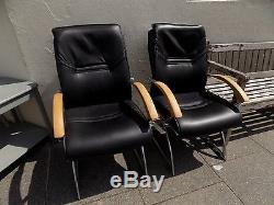 Stylish Italian Chrome Black Leather Office Chairs