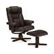 Stylish Reclining Faux Leather Chair And Footstool Malmo Chocolate Or Black