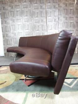 Sublime Moroso WAITING Brown Leather Curved Sofa Rodolfo Dordoni RRP £7,425