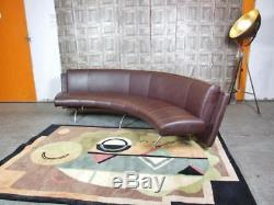 Sublime Moroso WAITING Brown Leather Curved Sofa Rodolfo Dordoni RRP £7,425