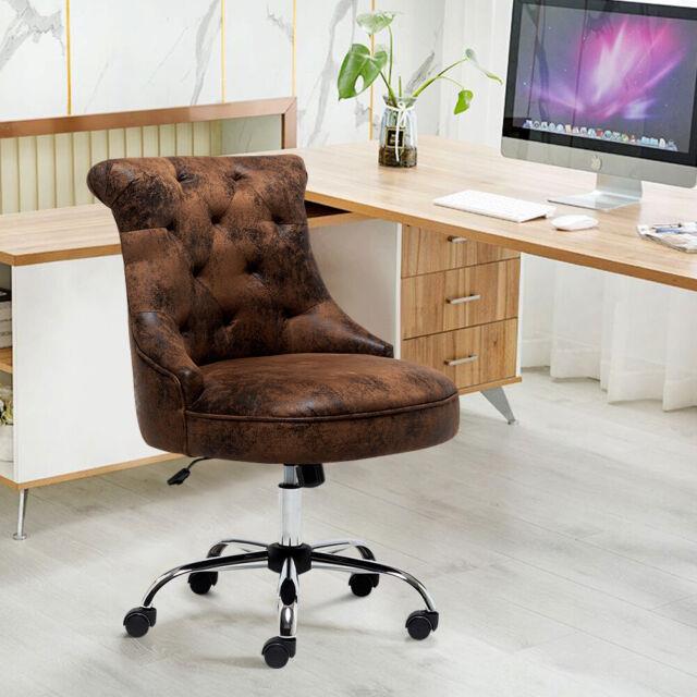 Swivel Adjust Computer Desk Chair Rustic Brown Pu Leather Executive Office Chair