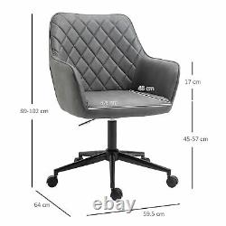 Swivel Argyle Office Chair Leather-Feel Fabric Home Study Leisure with Wheels
