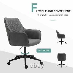 Swivel Argyle Office Chair Leather-Feel Fabric Home Study Leisure with Wheels