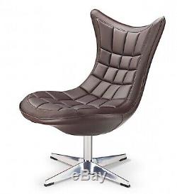 Swivel Chair Retro Design Armchair Funky Wing Back Leather Office Lounge Seat UK