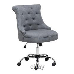 Swivel Computer Desk Chair Linen Leather Buttons Quilted Back Office Lift Chairs