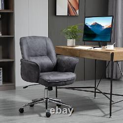 Swivel Computer Office Chair Mid Back Desk Chair Home Study Bedroom, Deep Grey