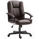 Swivel Executive Office Chair Mid Back Pu Leather Chair With Arm, Brown Homcom