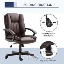 Swivel Executive Office Chair Mid Back PU Leather Chair with Arm, Brown HOMCOM