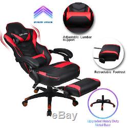 Swivel Gaming Racing Office Chair Adjustable Recliner Seat Footrest Home Red