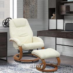 Swivel Leather Recliner Chair Relaxing Rocking Armchair with Footstool Home Office