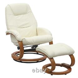 Swivel Leather Recliner Chair Relaxing Rocking Armchair with Footstool Home Office