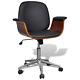 Swivel Office Chair Adjustable Backrest Faux Leather Wooden Castors Desk Brown