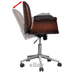 Swivel Office Chair Adjustable Backrest Faux Leather Wooden Castors Desk Brown