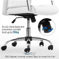 Swivel Office Chair PU Leather Adjustable Back Support Computer Desk Chair