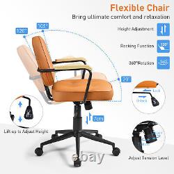 Swivel PU Leather Office Chair Height Adjustable Desk Chair with Rocking Backrest