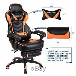 Swivel Racing Gaming Chair Office Computer Task Leather Seat High Back Footrest