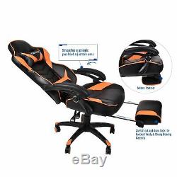 Swivel Racing Gaming Chair Office Computer Task Leather Seat High Back Footrest