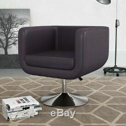 Swivel Tub Chair Brown Faux Leather Cube Chair Lounge Office Salon Armchair Seat